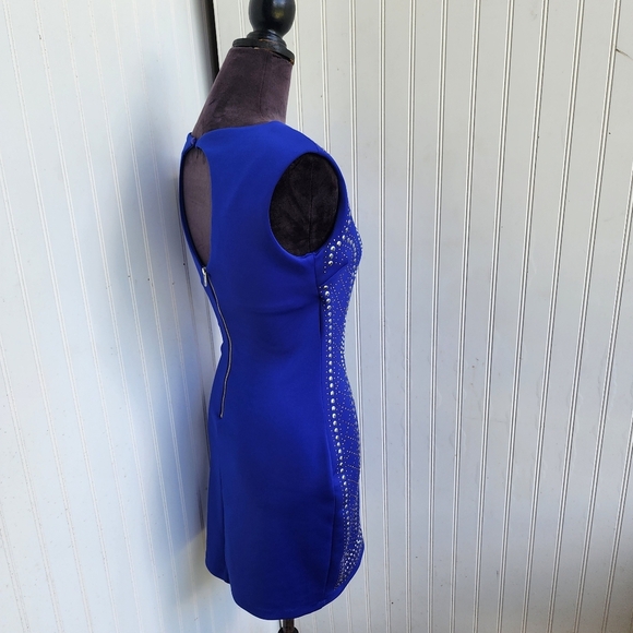 Speechless Junior's Formal Dress Blue Stretch Studded Bodycon Mini Sleveless  5 - Picture 6 of 16